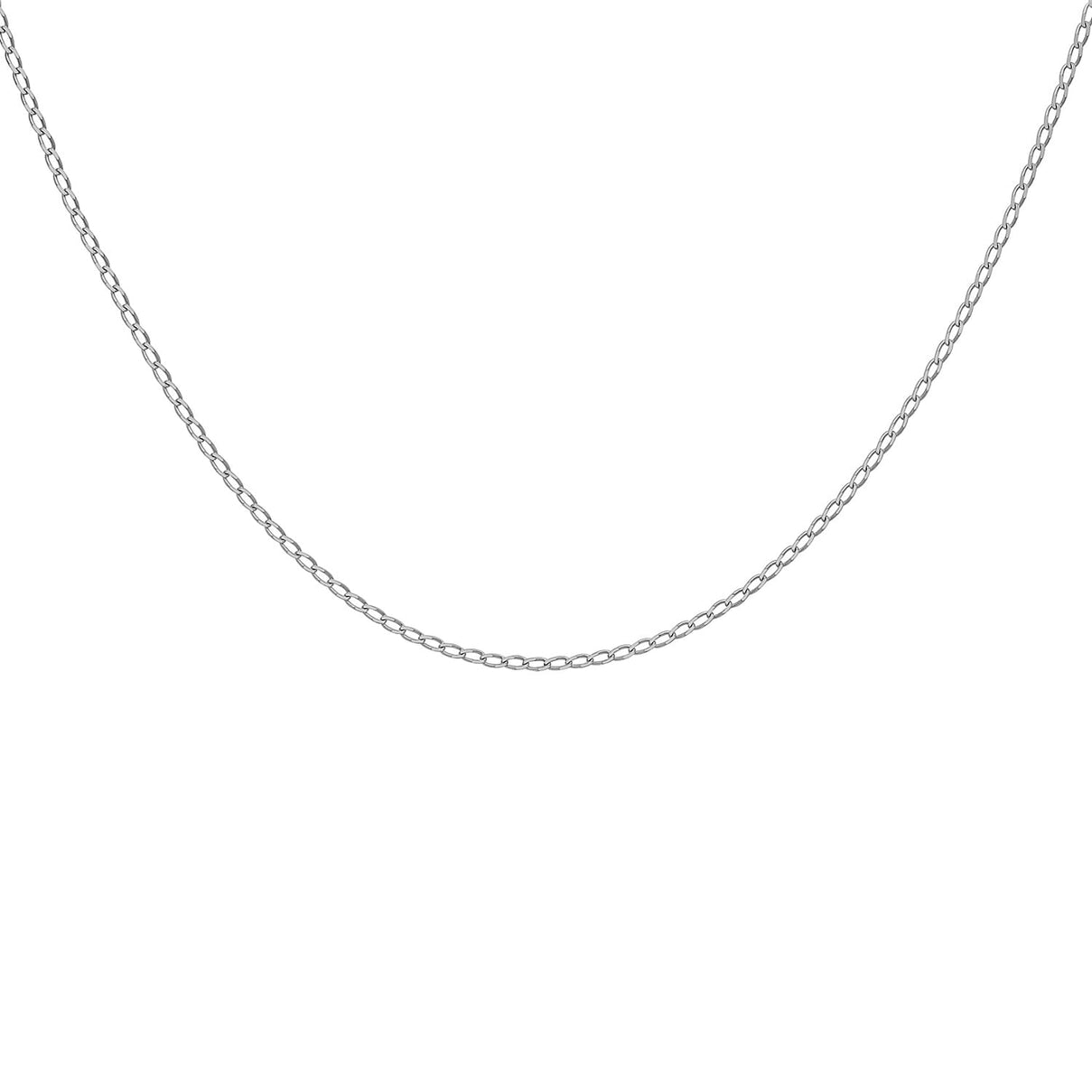 Open Curb Chain 18 Inch in 9K White Gold 7592236 0
