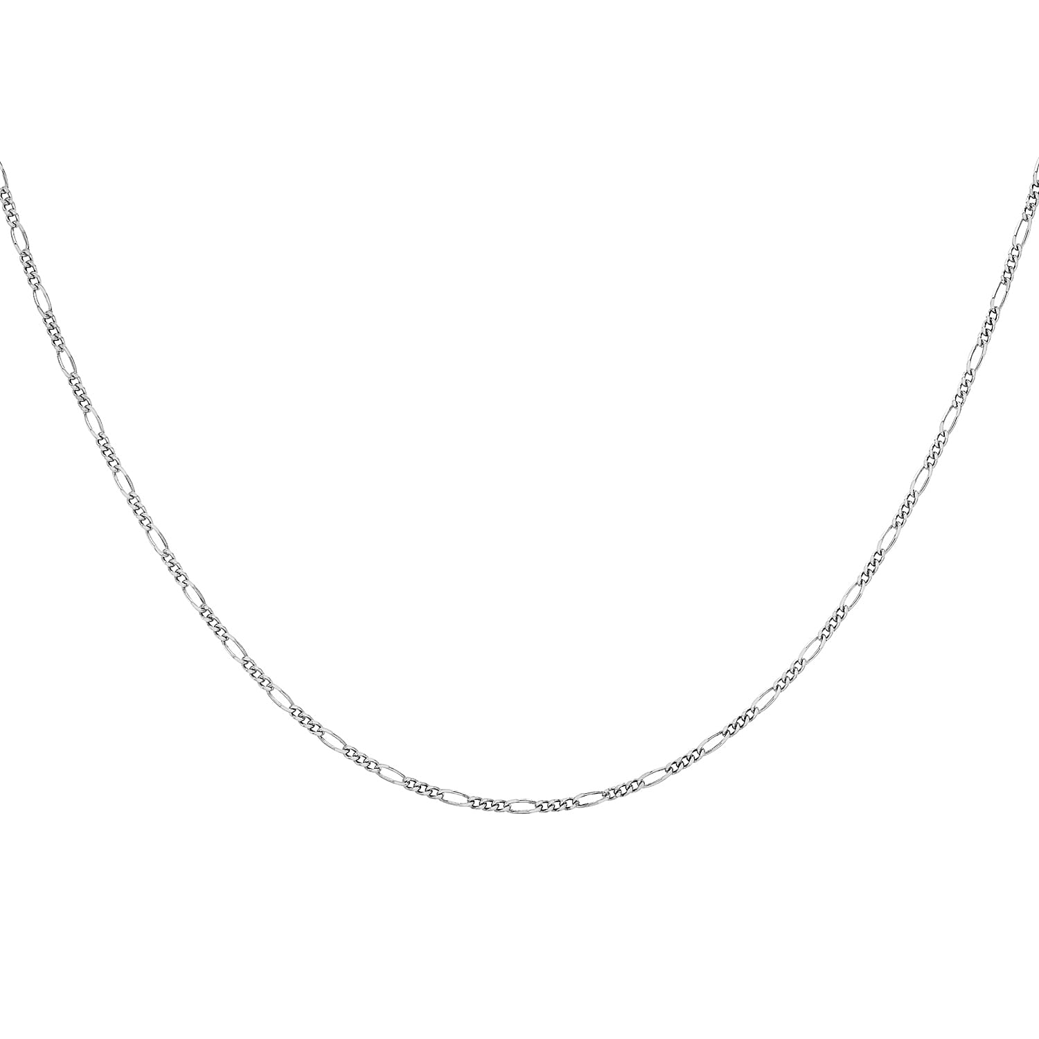 Diamond Cut Figaro Chain 16 Inch in 9K White Gold 7590704 1