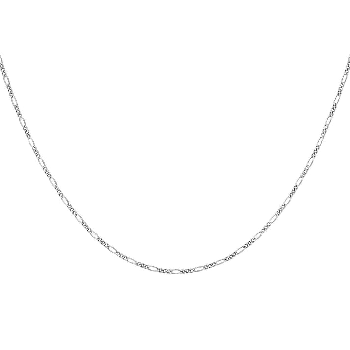 Diamond Cut Figaro Chain 16 Inch in 9K White Gold 7590704 2