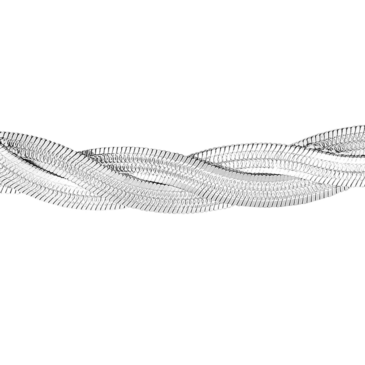 9K White Gold Plait Herringbone Necklace 17 Inch 7337216 0