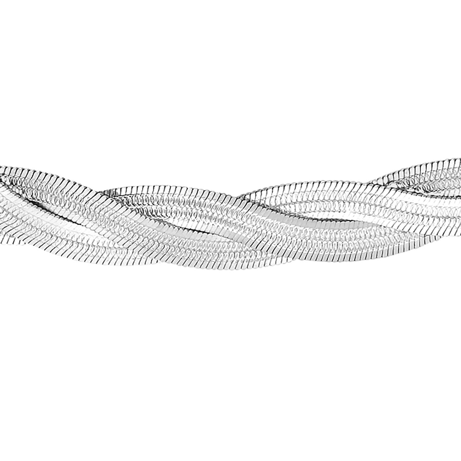 9K White Gold Plait Herringbone Necklace 17 Inch 7337216 0
