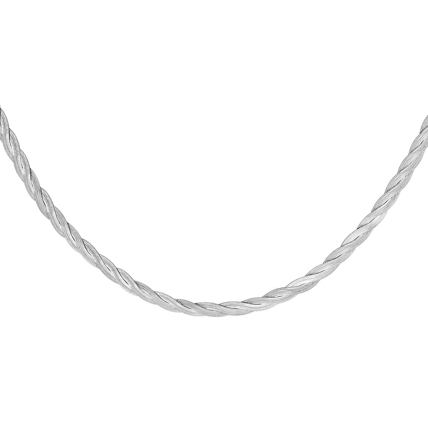 9K White Gold Plait Herringbone Necklace 17 Inch 7337216 1