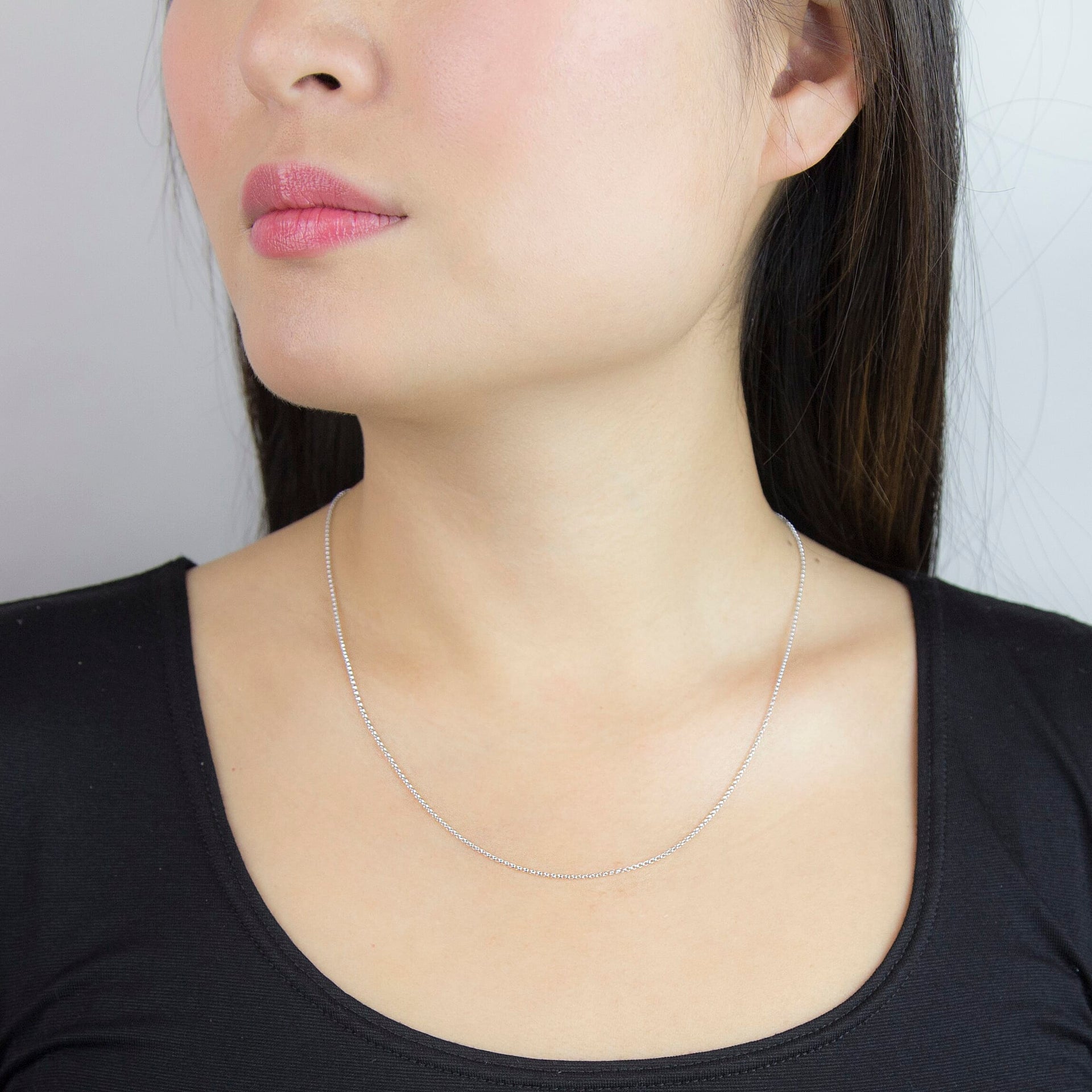 1.2mm Round Belcher Chain 18 Inch in 9K White Gold 7591489 1