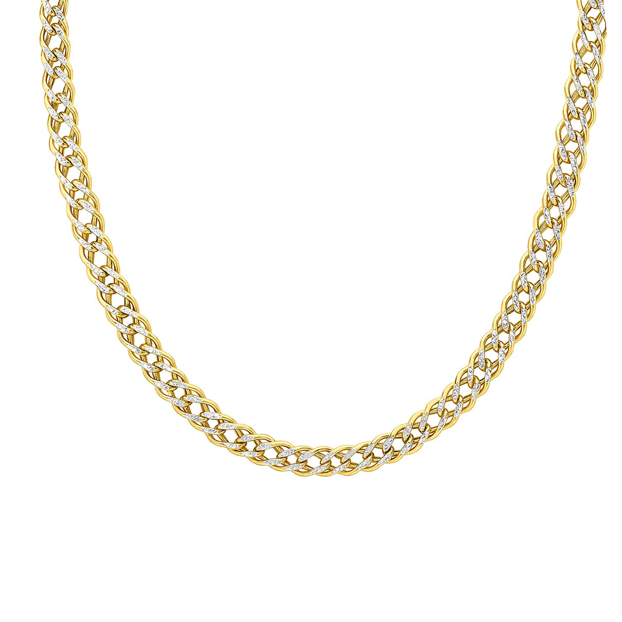 9K Two Tone Diamond Cut Double Curb Chain 18 Inch 7337184 0