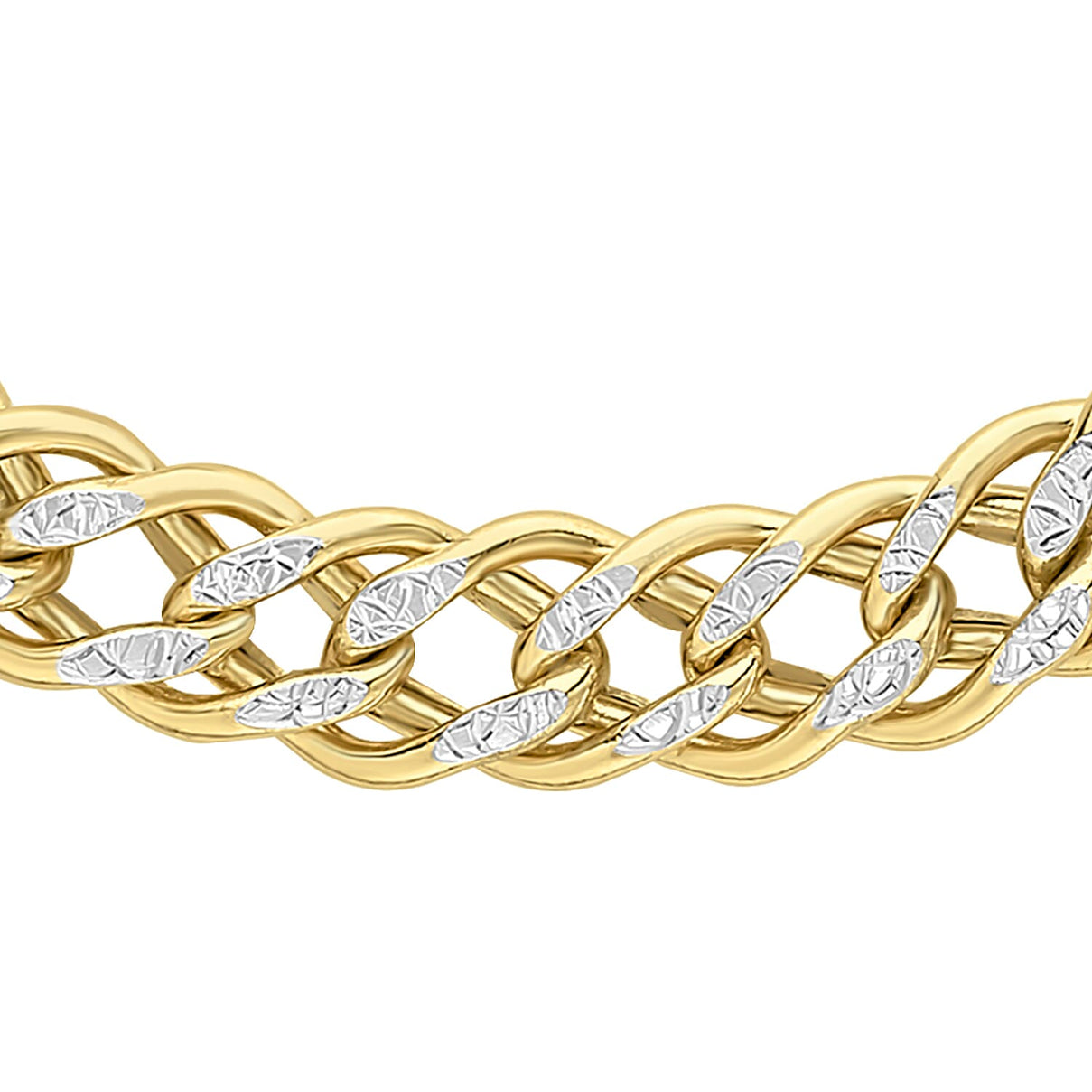 9K Two Tone Diamond Cut Double Curb Chain 18 Inch 7337184 3