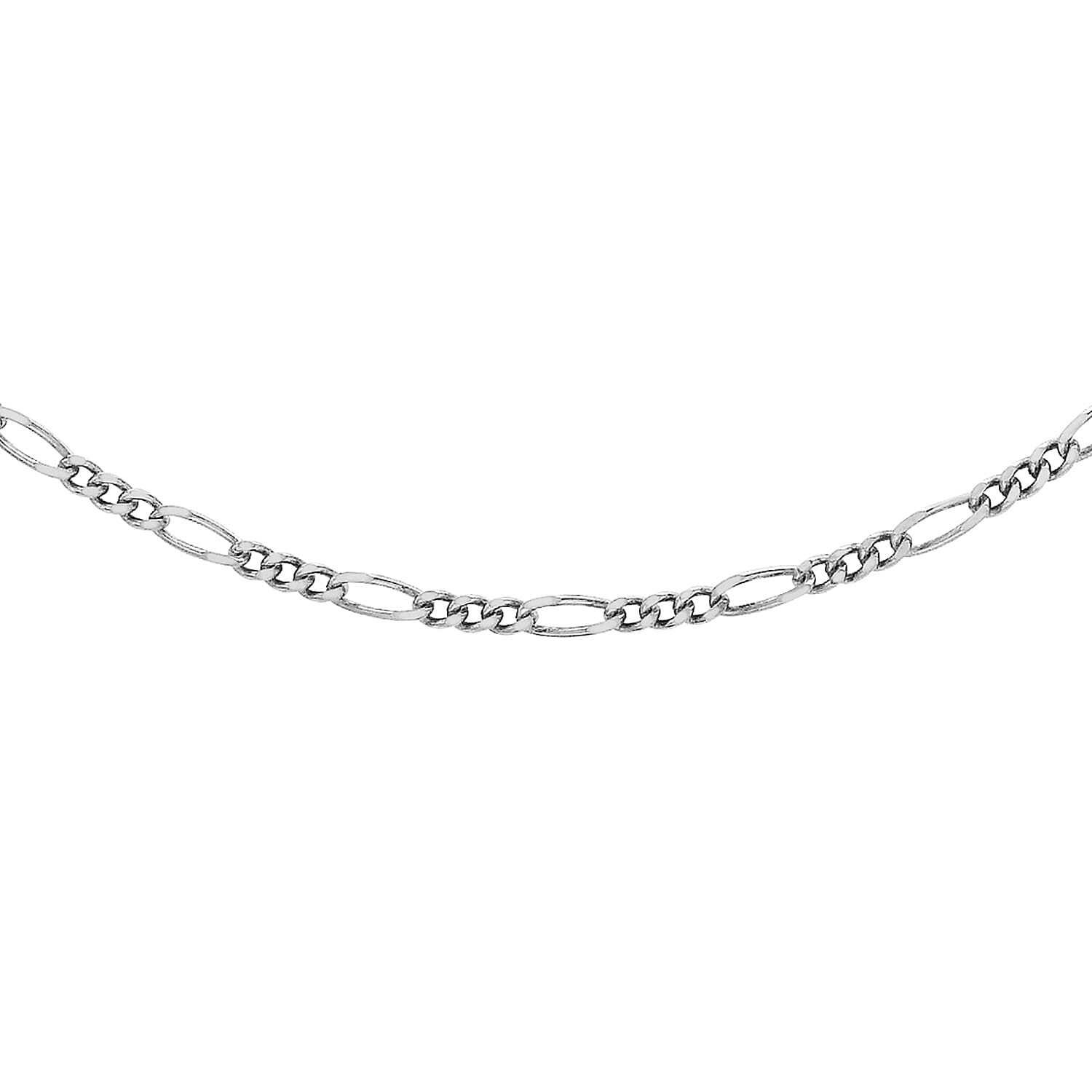 Diamond Cut Figaro Chain 18 Inch in 9K White Gold 7590665 0