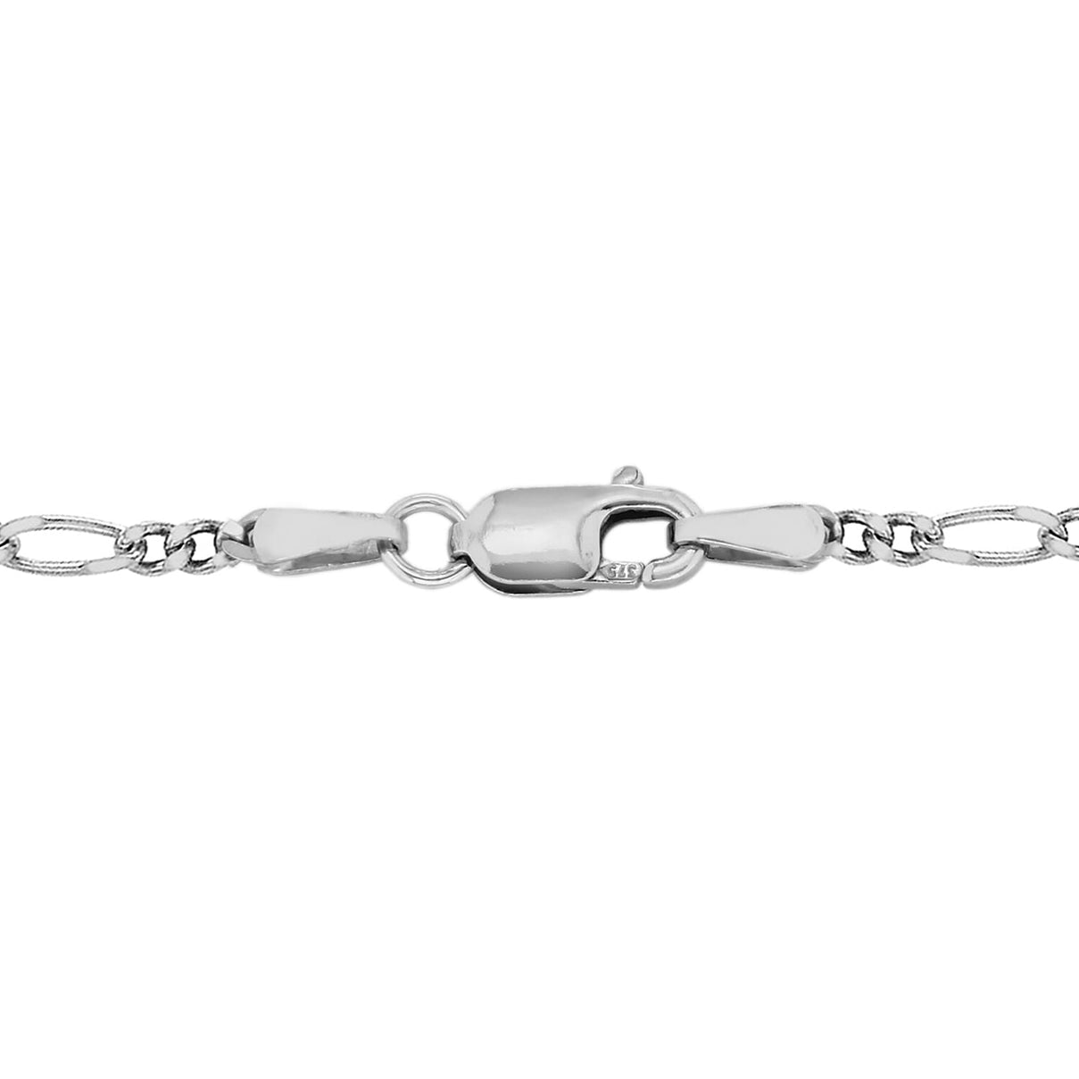 Diamond Cut Figaro Chain 18 Inch in 9K White Gold 7590665 2