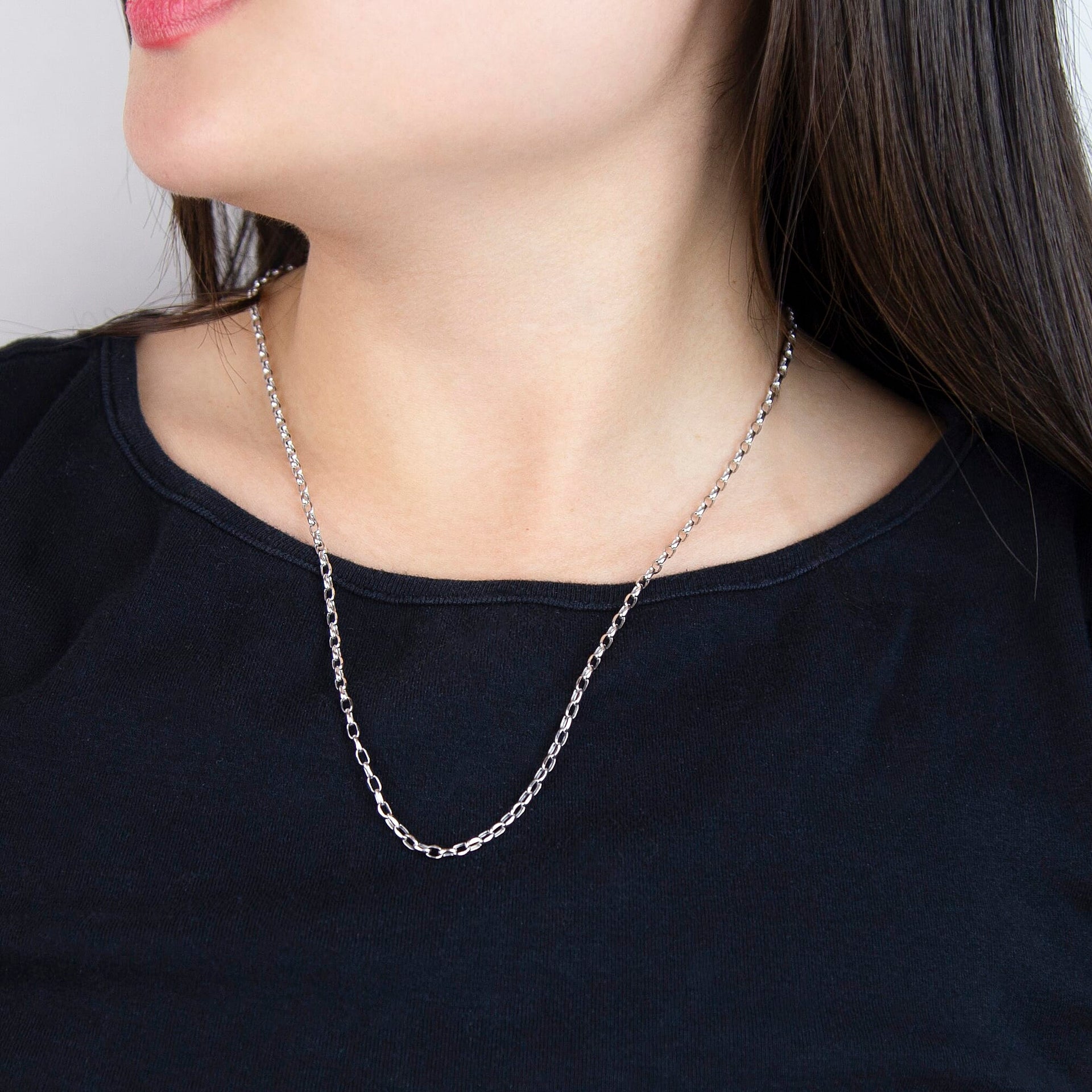 Diamond Cut Oval Belcher Chain 20 Inch in 9K White Gold 7591005 1