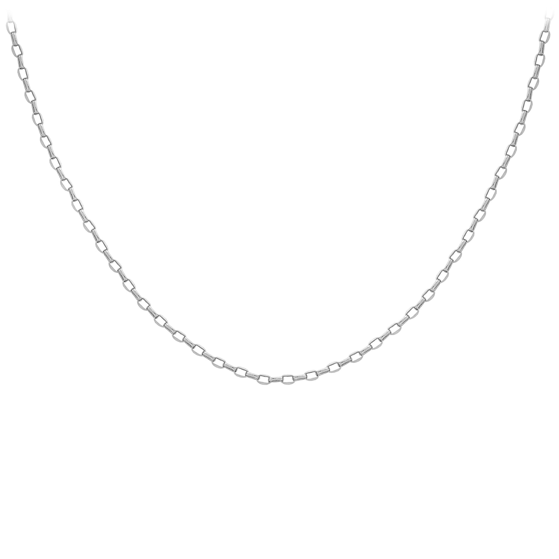 Diamond Cut Oval Belcher Chain 20 Inch in 9K White Gold 7591005 2