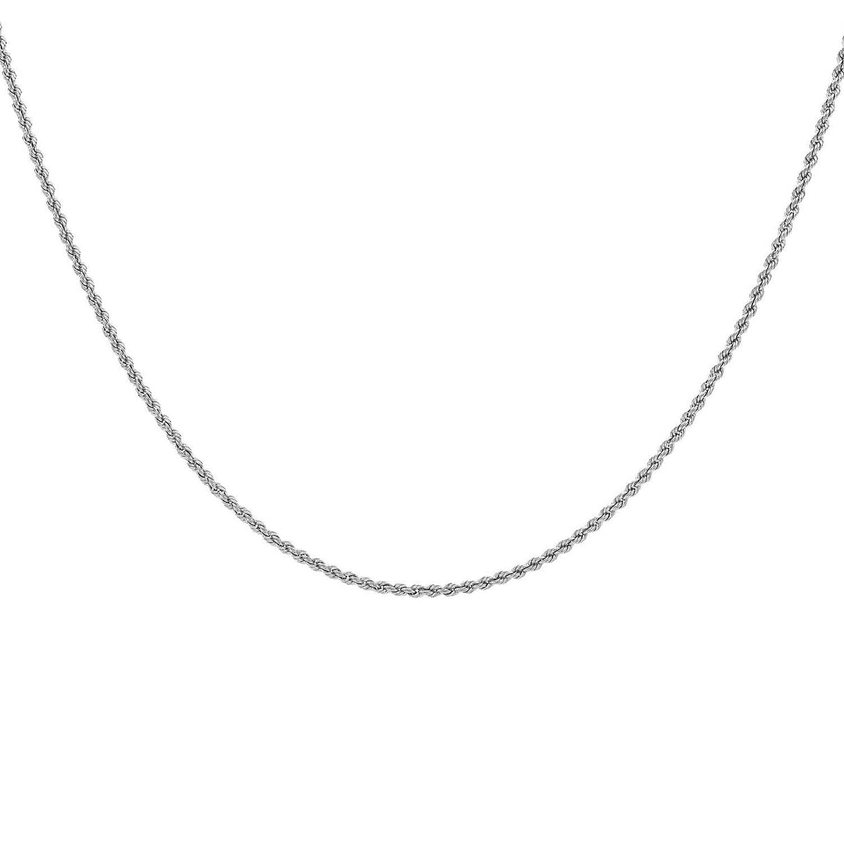 2mm Hollow Rope Chain 20 Inch in 9K White Gold 7581509 6