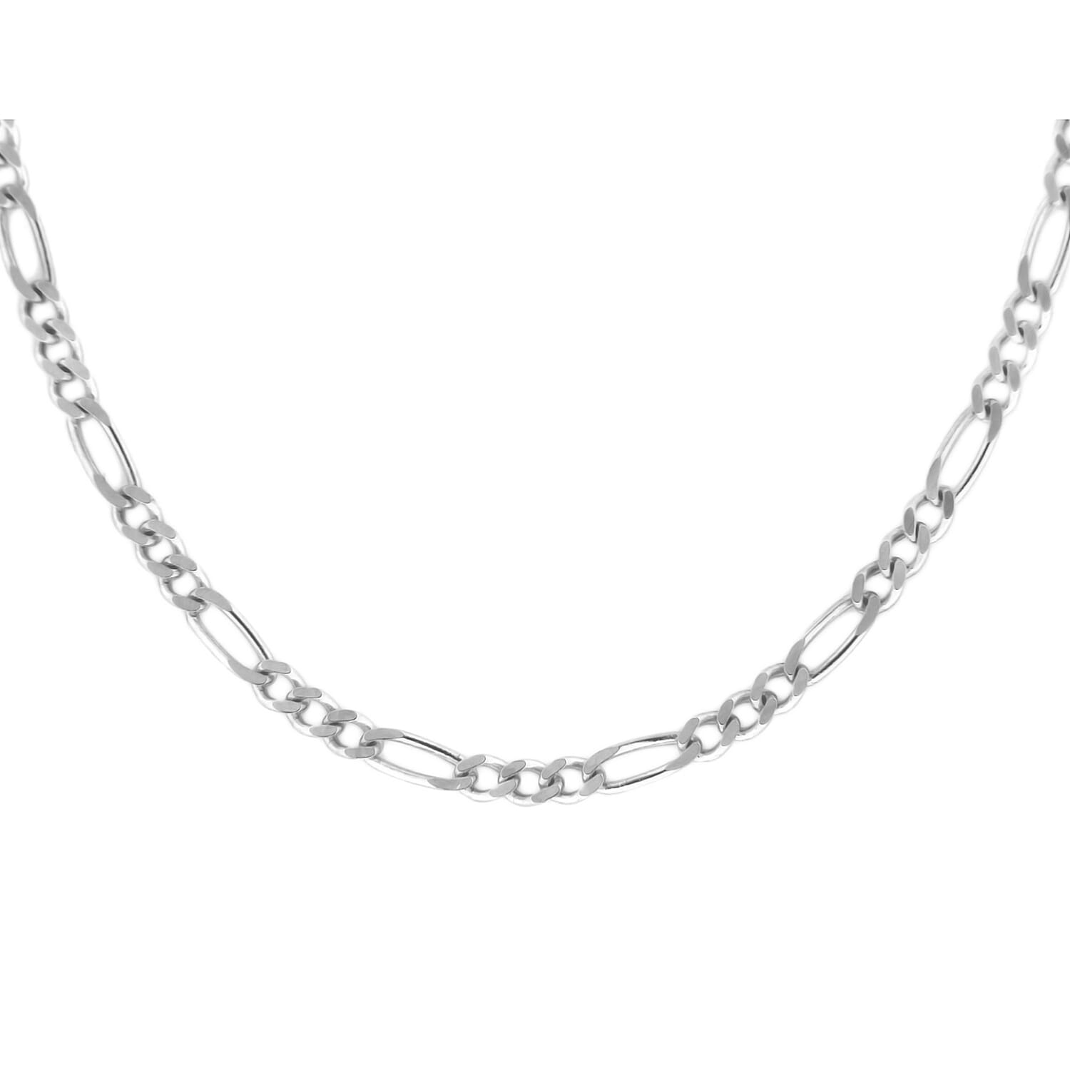 Diamond Cut Figaro Chain 20 Inch in 9K White Gold 7590656 1