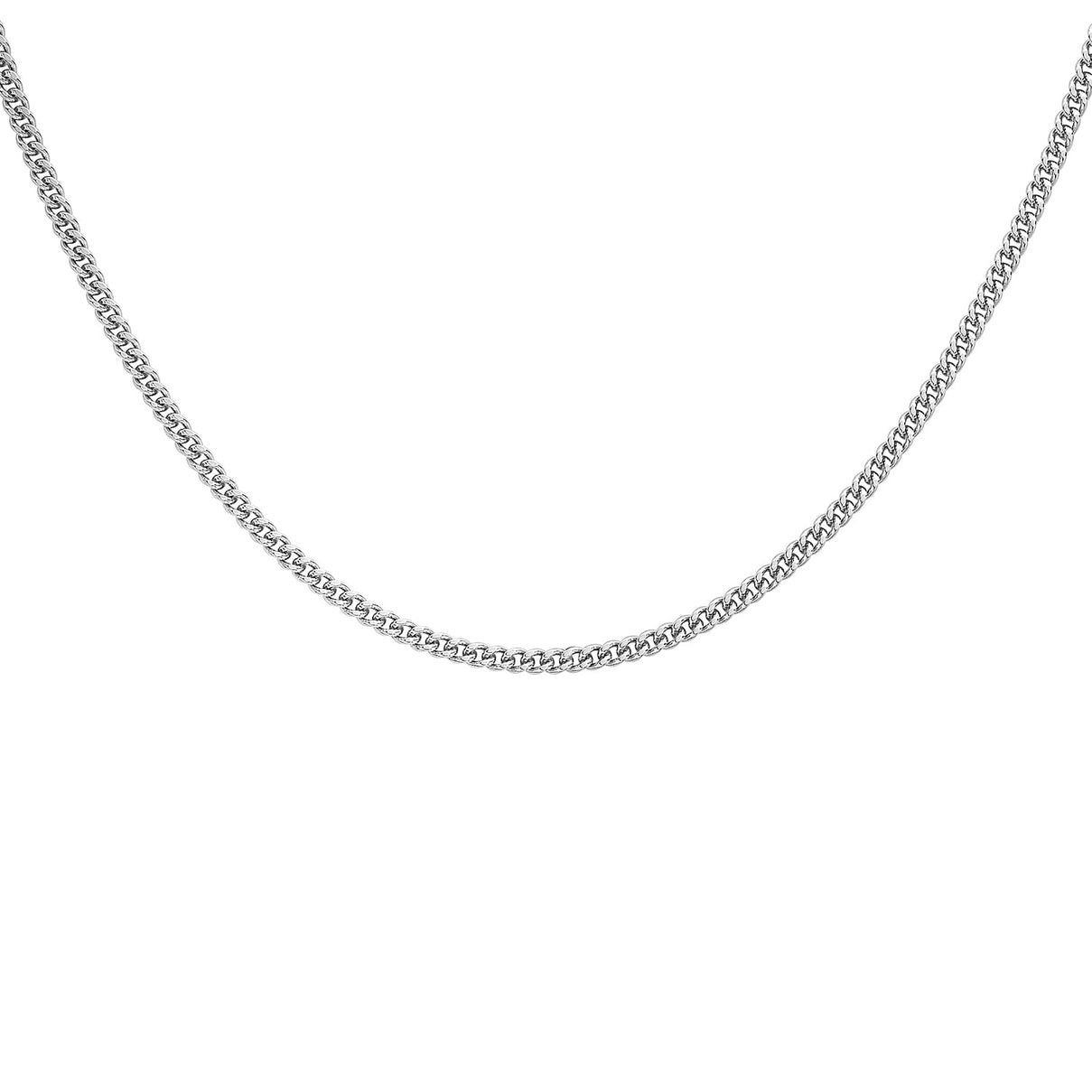 Diamond Cut Curb Chain 20 Inch in 9K White Gold 7591957 1