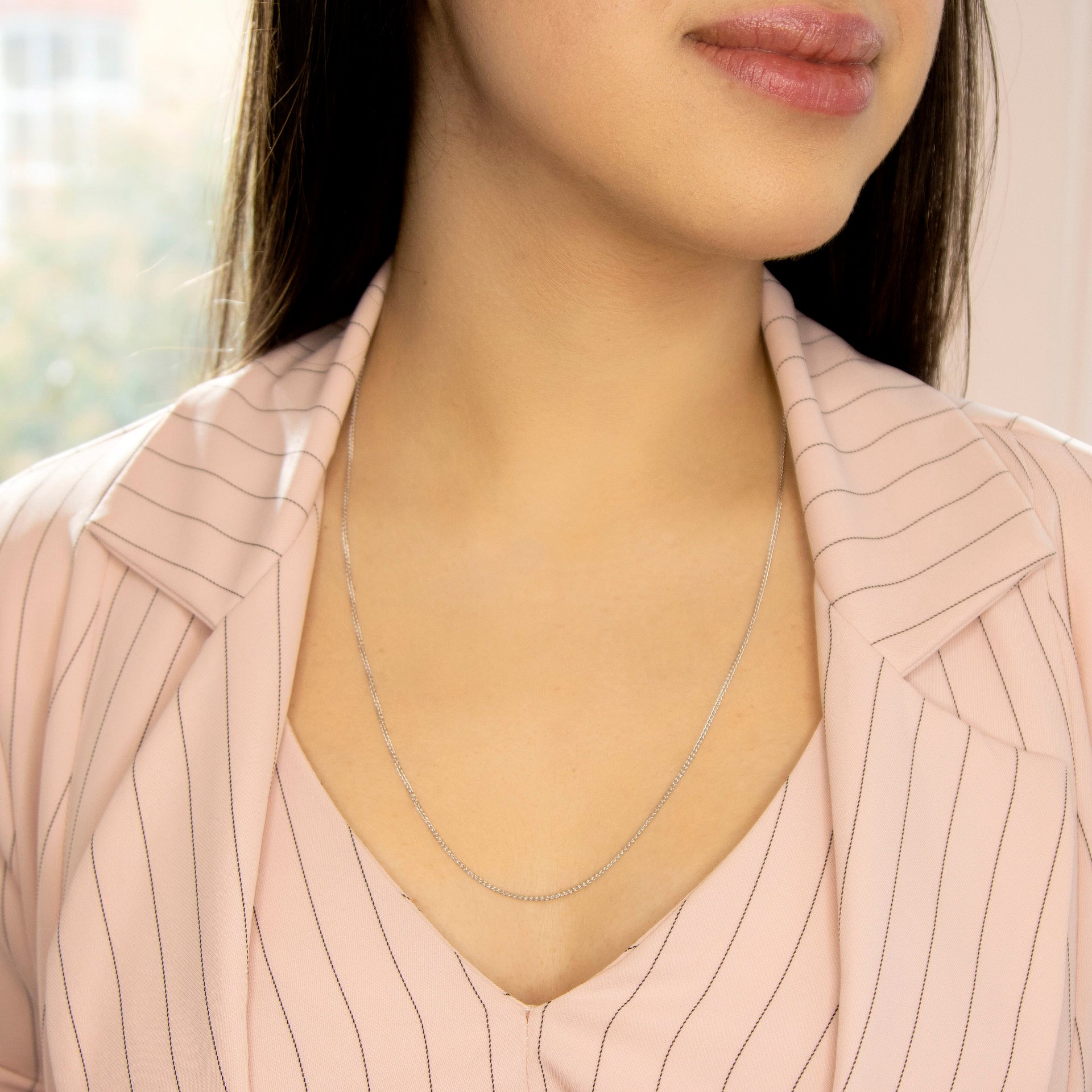 1.3mm Spiga Chain 22 Inch in 9K White Gold 7582888 1