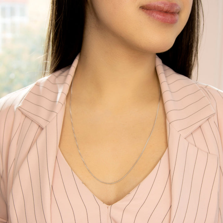 1.3mm Spiga Chain 22 Inch in 9K White Gold 7582888 2
