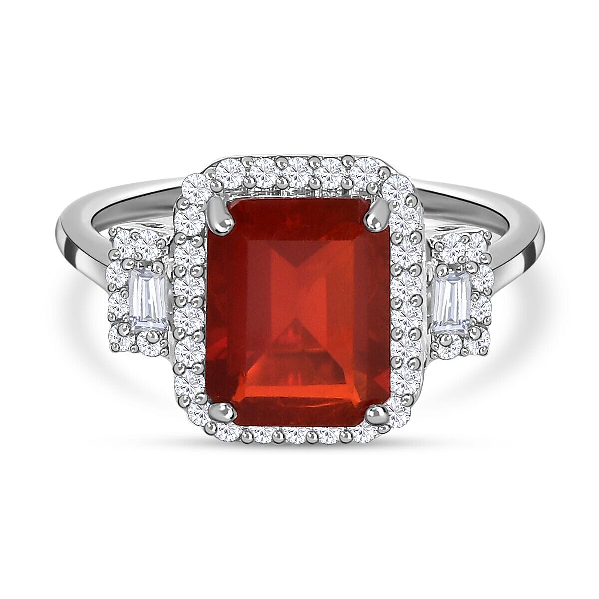 9K White Gold Crimson Fire Opal and Diamond Ring 2.03 Ct. 7255478 0