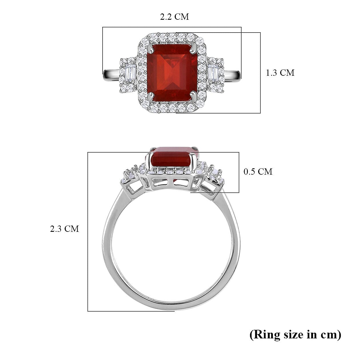 9K White Gold Crimson Fire Opal and Diamond Ring 2.03 Ct. 7255478 5