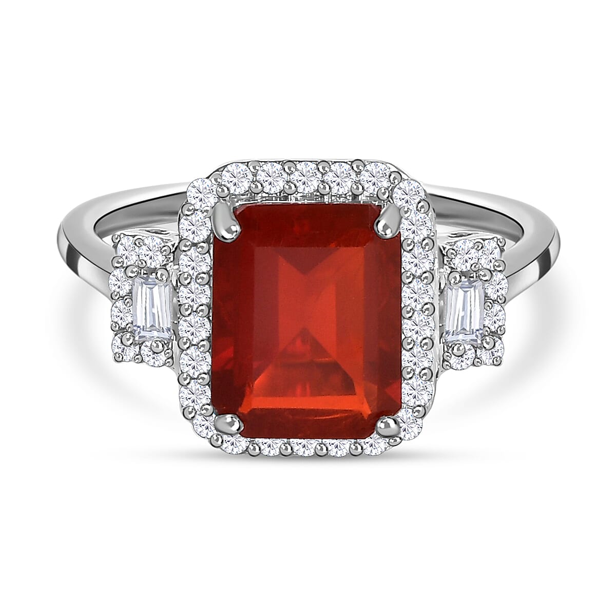 9K White Gold Crimson Fire Opal and Diamond Ring 2.03 Ct. 7255478 6