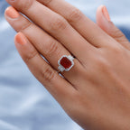 9K White Gold Crimson Fire Opal and Diamond Ring 2.03 Ct.