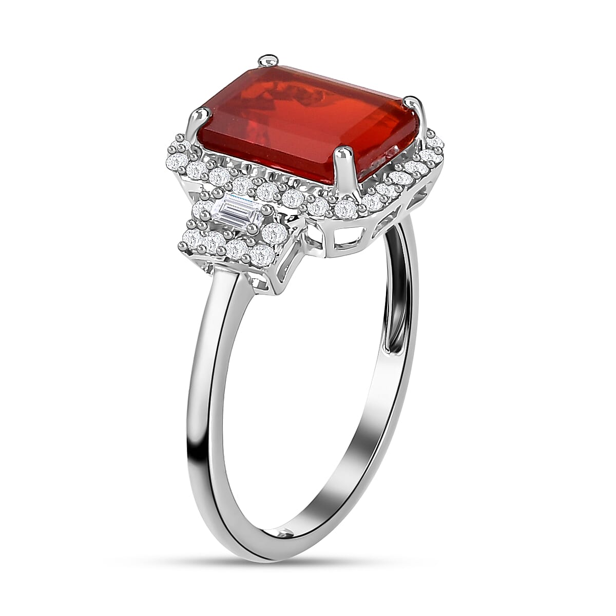 9K White Gold Crimson Fire Opal and Diamond Ring 2.03 Ct. 7255478 9