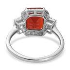 9K White Gold Crimson Fire Opal and Diamond Ring 2.03 Ct.