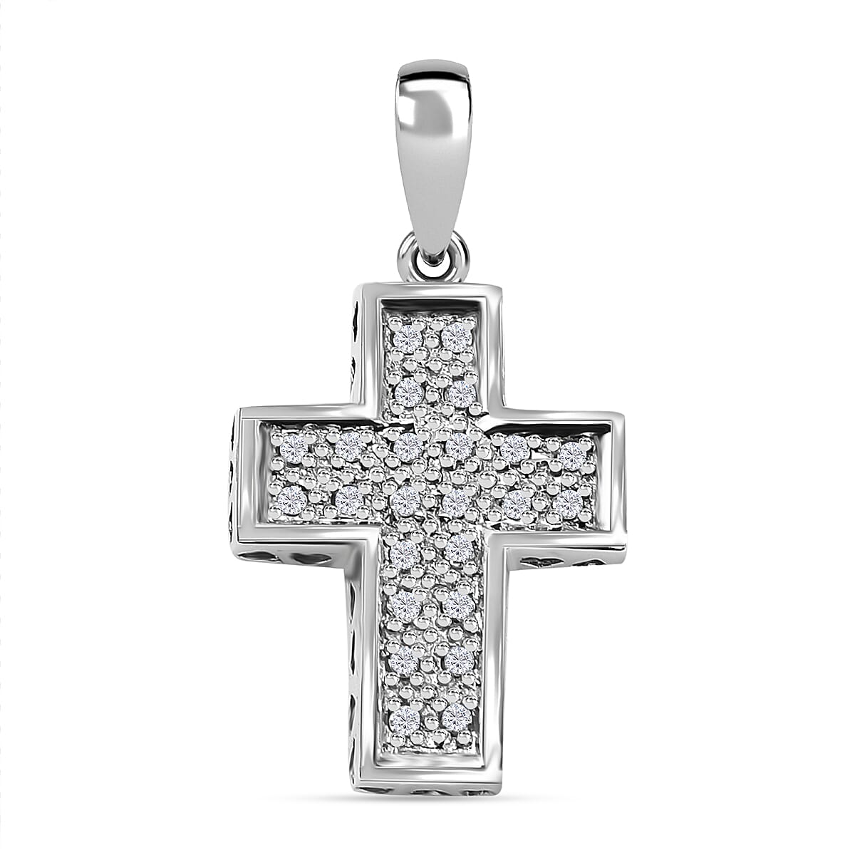 9K White Gold Diamond Cross Pendant 7752383 0