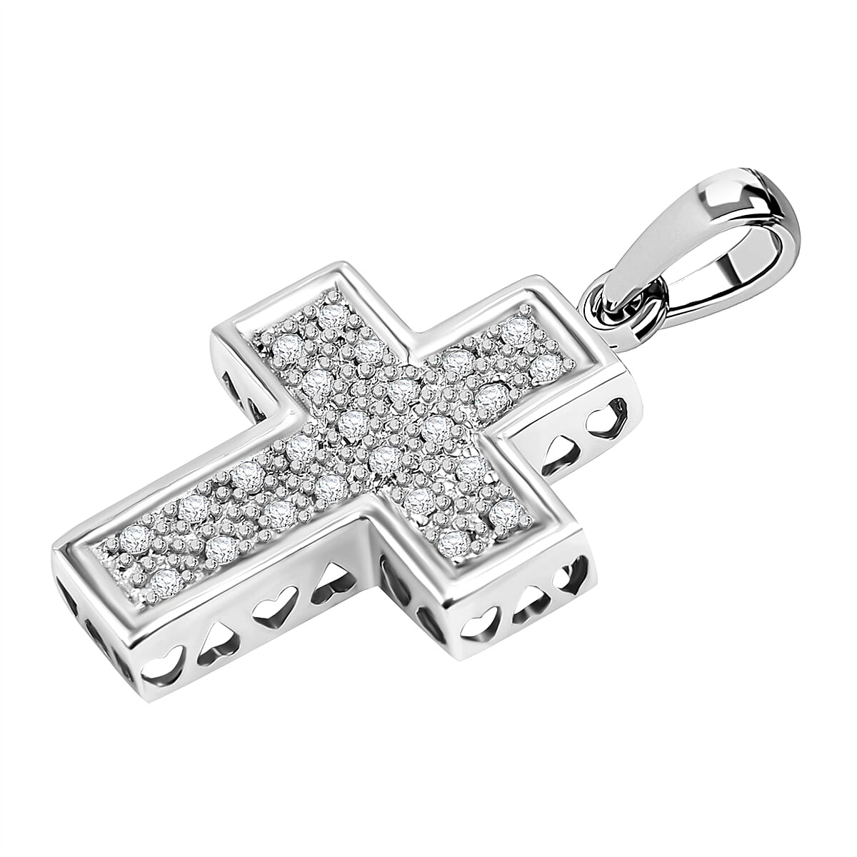9K White Gold Diamond Cross Pendant 7752383 3
