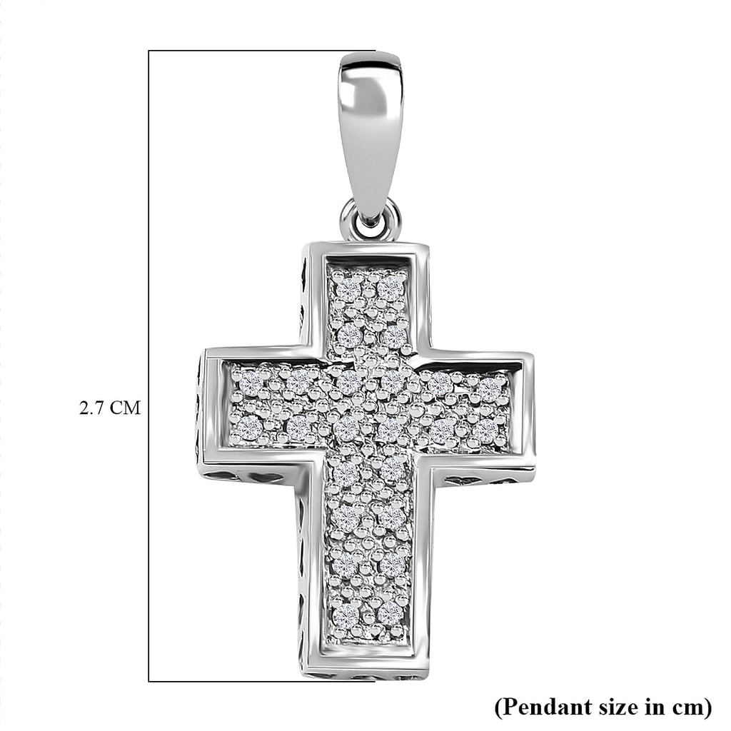 9K White Gold Diamond Cross Pendant