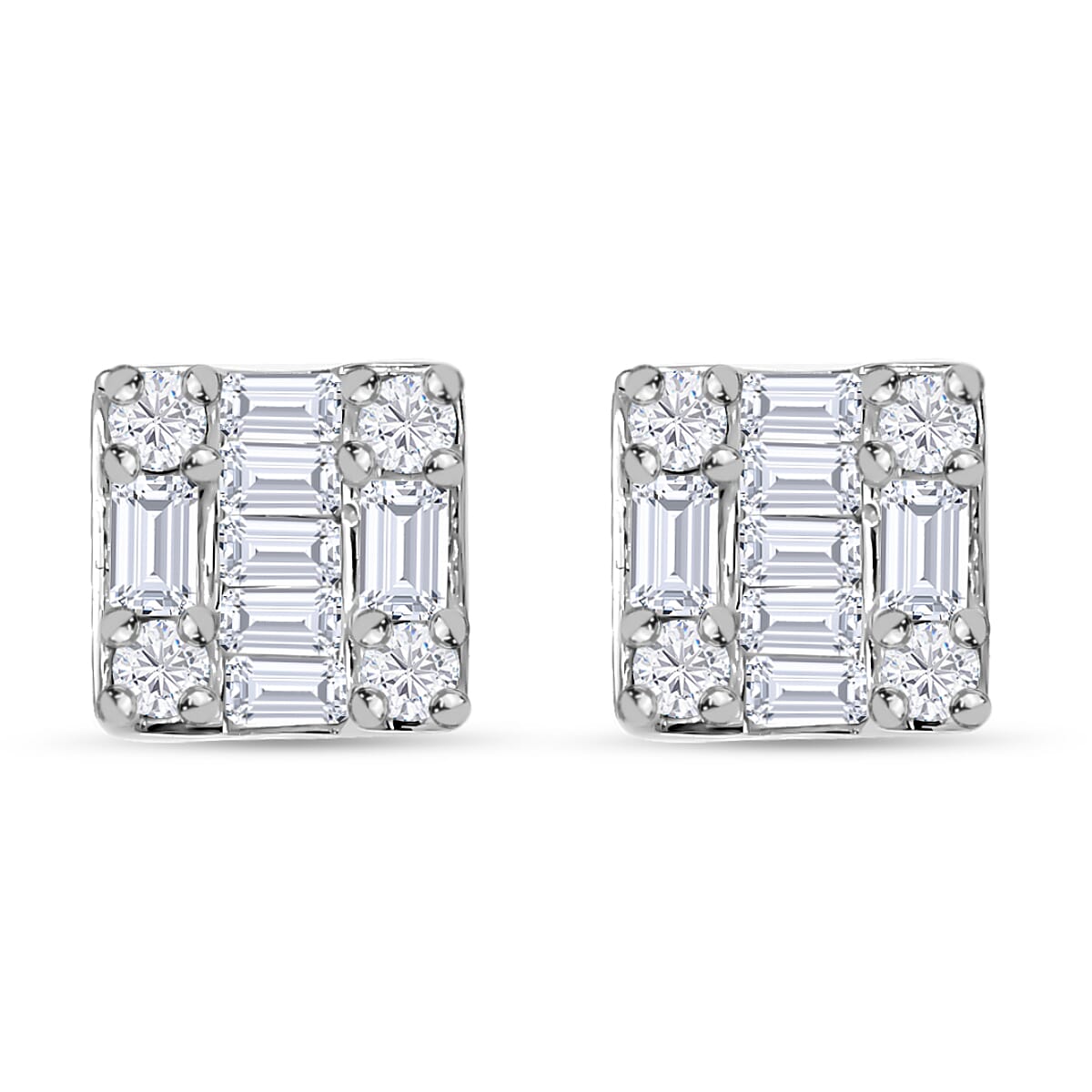 Diamond Stud Cluster Earrings in 9K White Gold 7629575 0