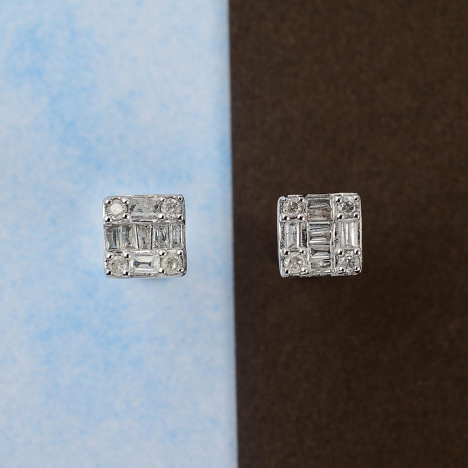 Diamond Stud Cluster Earrings in 9K White Gold 7629575 1