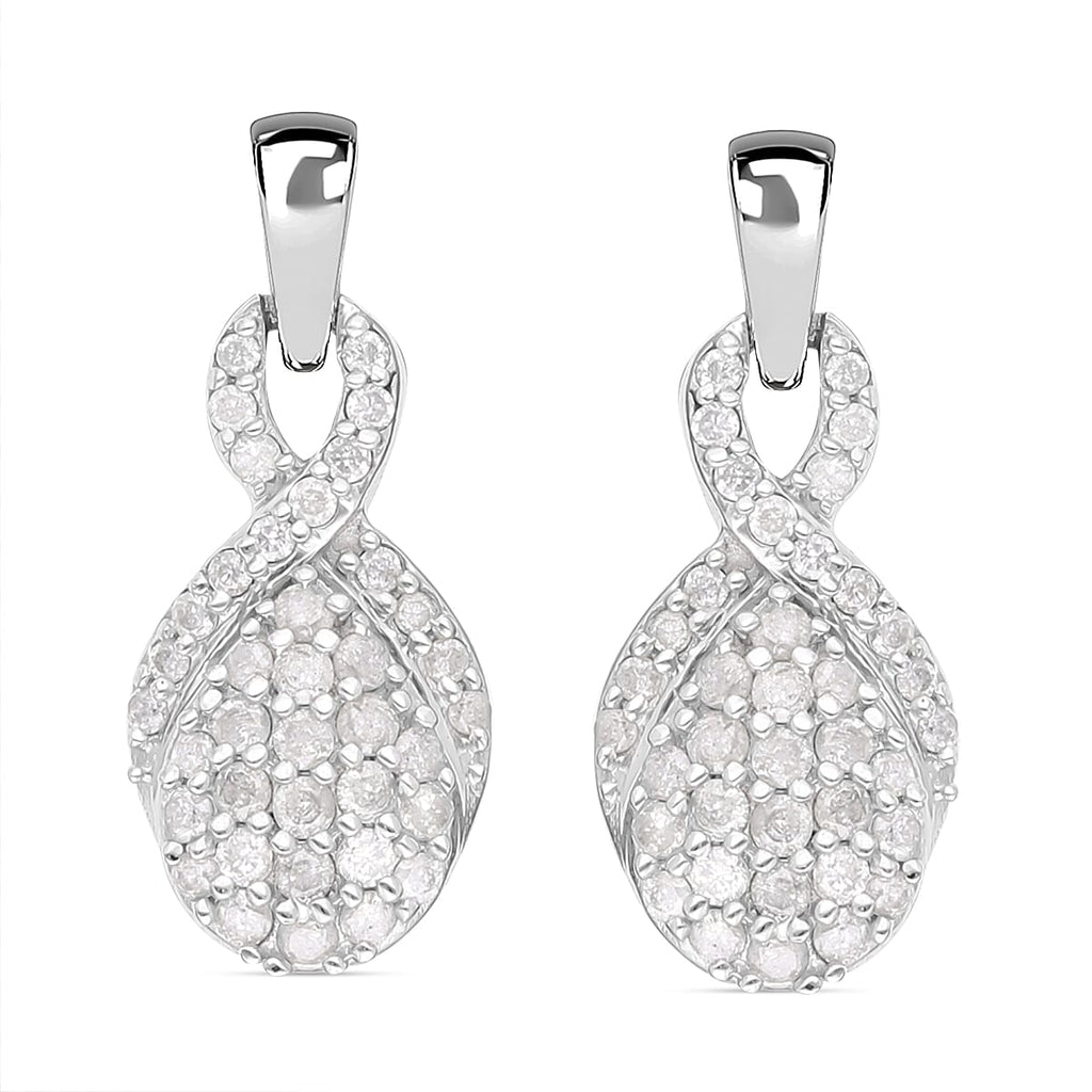 9K White Gold Diamond (G-H) Earrings 0.50 Ct