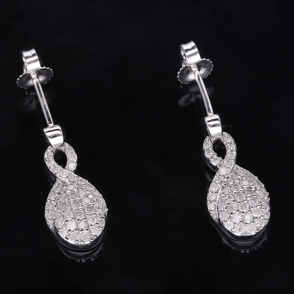 9K White Gold Diamond (G-H) Earrings 0.50 Ct