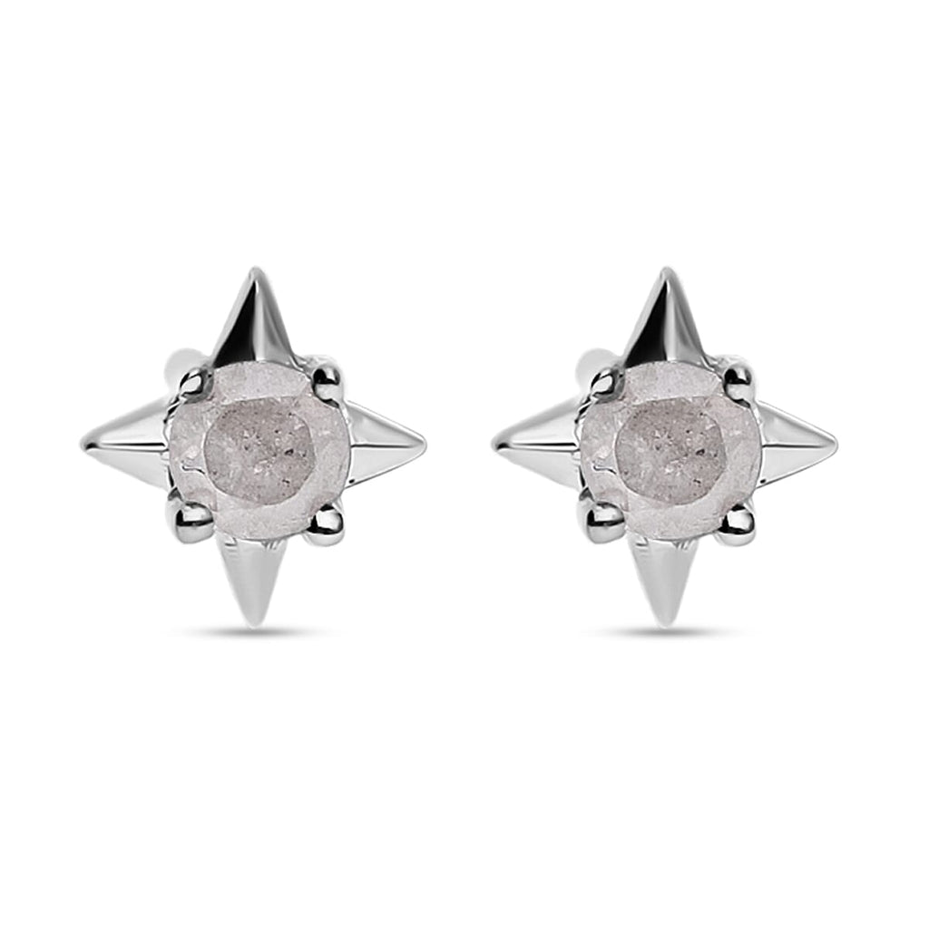 9K White Gold Diamond (G-H) Star Earrings (with Push Back)
