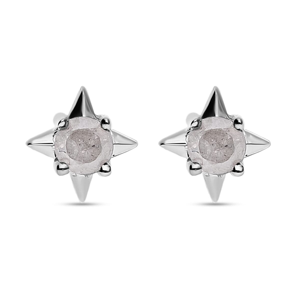 9K White Gold Diamond Star Earrings (with Push Back) 0.10 Ct 7552300 0