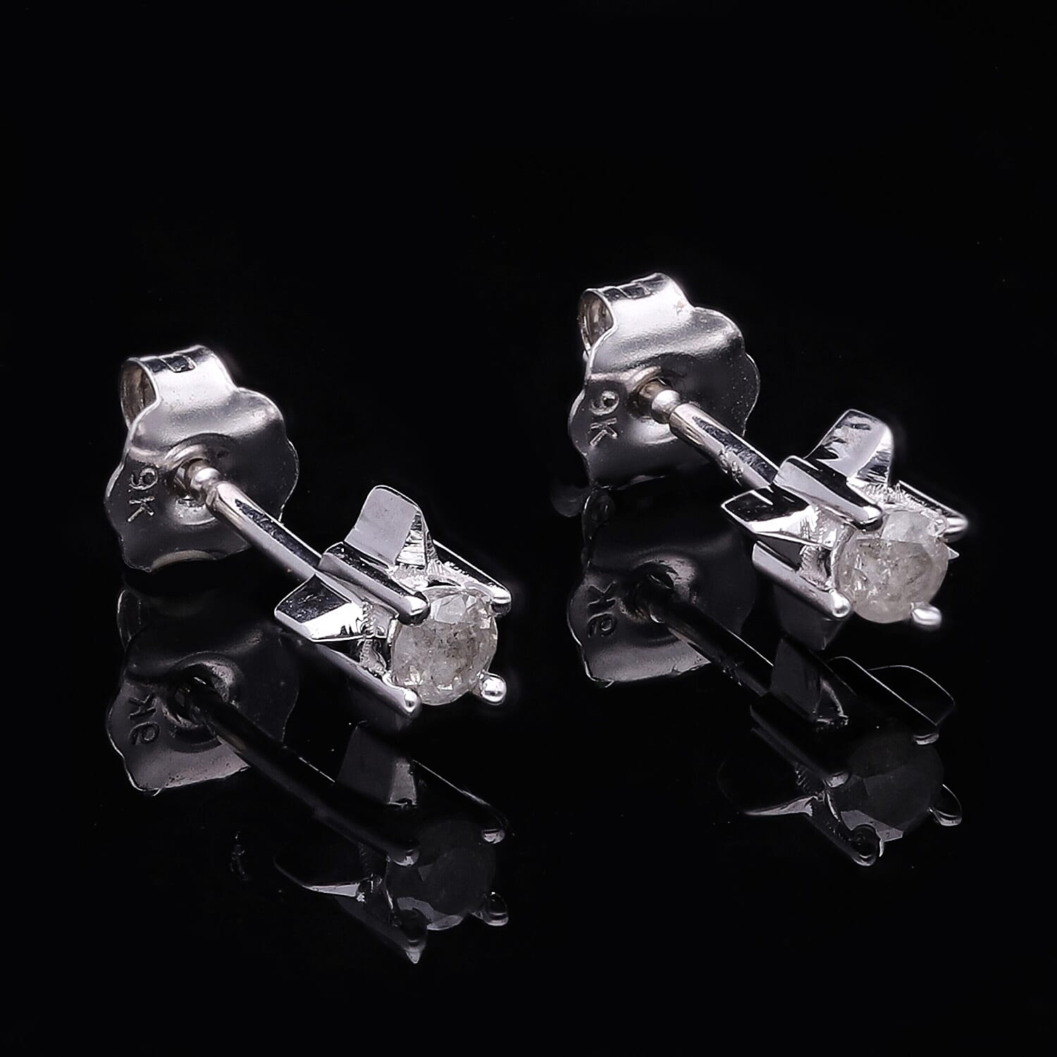 9K White Gold Diamond Star Earrings (with Push Back) 0.10 Ct 7552300 2