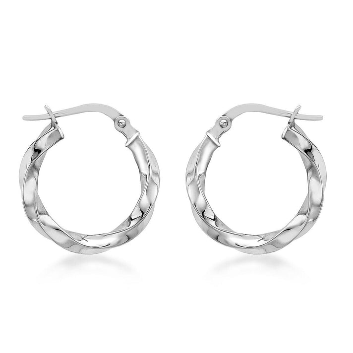 9K White Gold 17mm Twist Creole Earrings 7341482 1