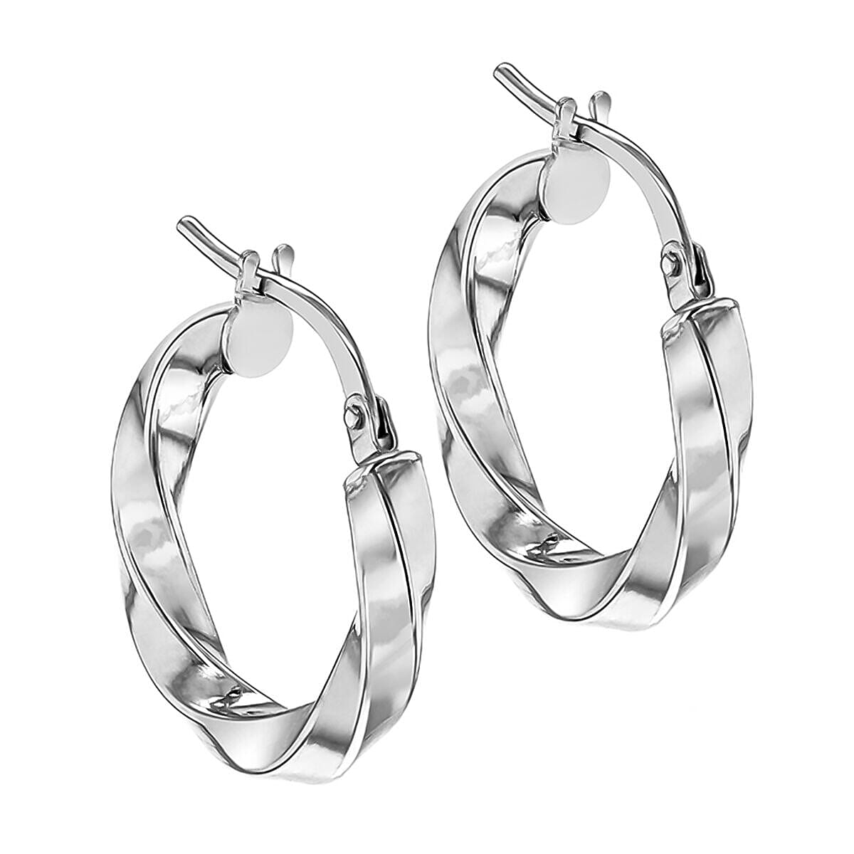 9K White Gold 17mm Twist Creole Earrings 7341482 1