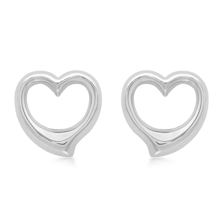 9K White Gold 11mm x 11mm Heart Stud Earrings 7341977 1