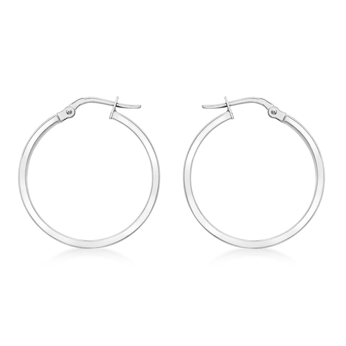 9K White Gold 3mm Rectangular Tube 23.5mm Polished Hoop Creole Earrings 7341838 0