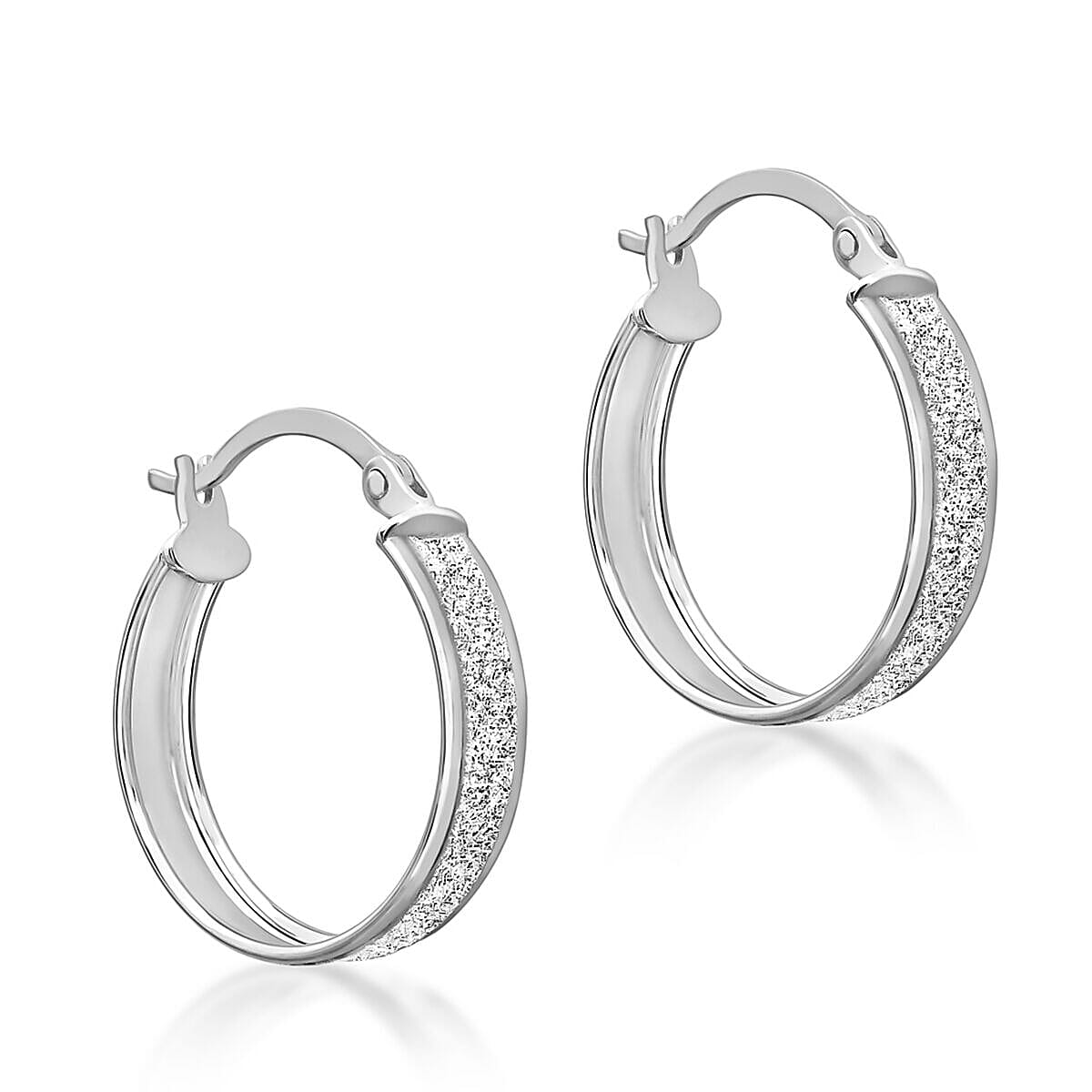 9K White Gold 4mm Tube 19mm Stardust Creole Earrings 7341473 0