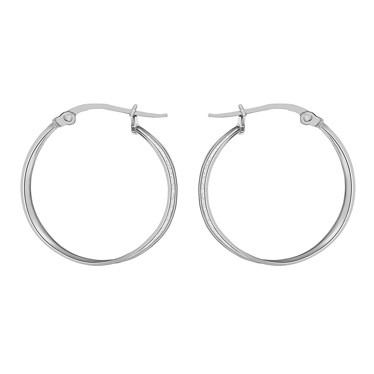 9K White Gold 4mm Tube 19mm Stardust Creole Earrings 7341473 1