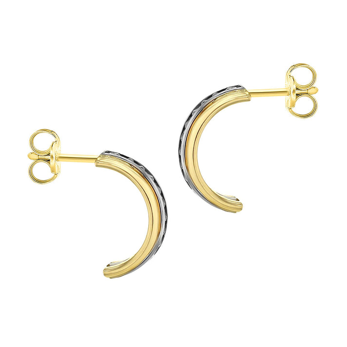 9K Three Colour Gold CZ 5mm x 14mm Half Hoop Earrings 7341463 2