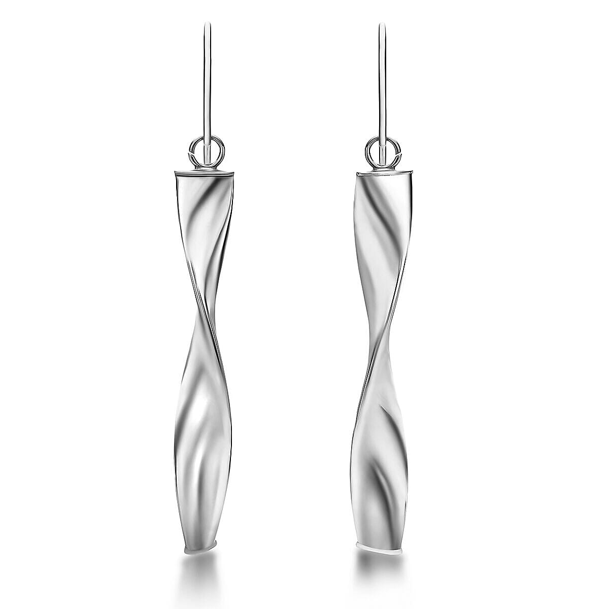 9K White Gold 6mm x 43mm Twist Drop Earrings 7341998 0