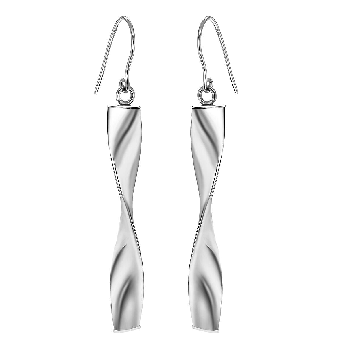 9K White Gold 6mm x 43mm Twist Drop Earrings 7341998 1