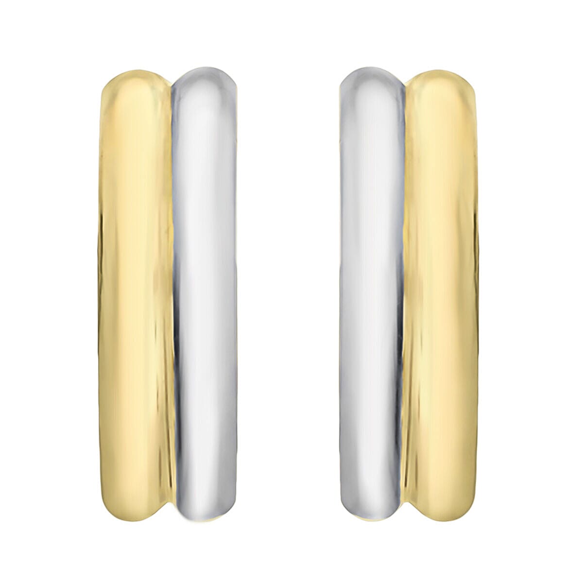 9K Two Colour Gold 12mm x 17mm V Shaped Huggie Earrings 7341410 1