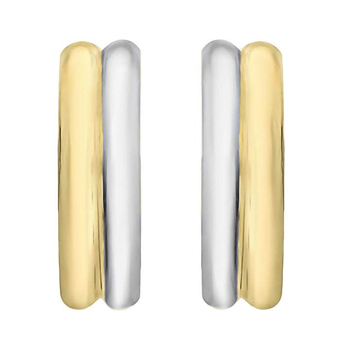 9K Two Colour Gold 12mm x 17mm V Shaped Huggie Earrings 7341410 2