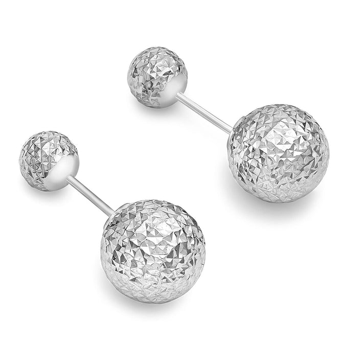 9K White Gold Diamond Cut 6mm and 10mm Reversible Ball Stud Earrings 7341995 1