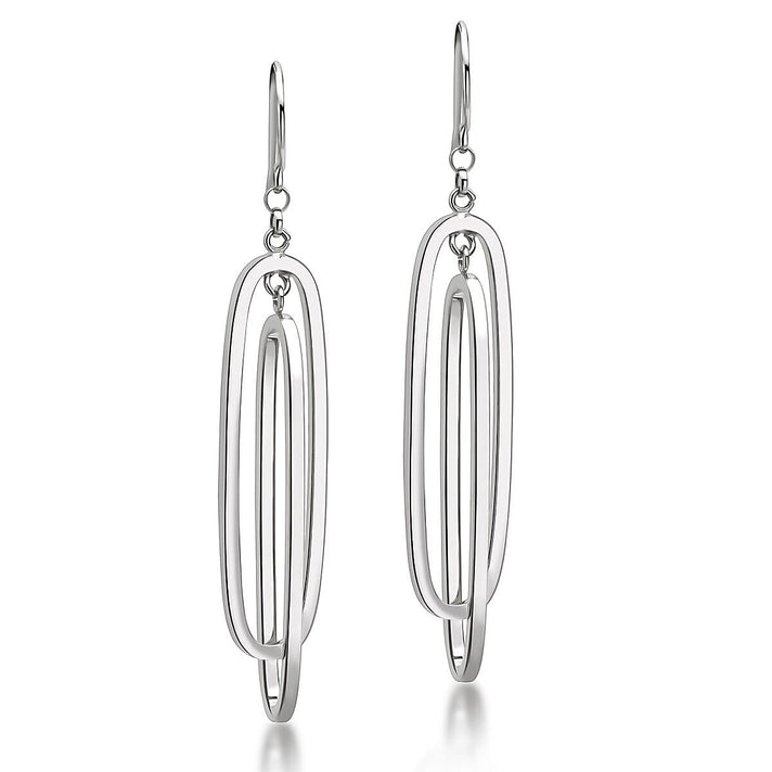 9K White Gold 10mm x 43mm Double Oval Drop Earrings 7343023 1