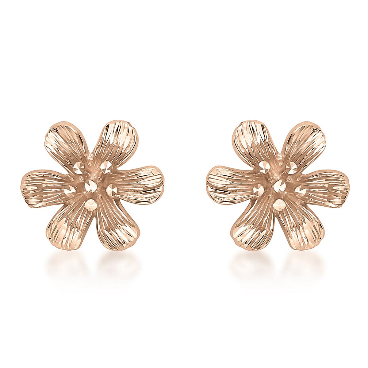 9K Two Colour Gold 11.5mm x 10.5mm Flower Stud Earrings 7341449 0