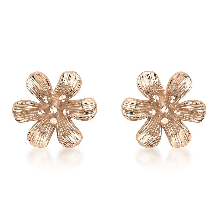 9K Two Colour Gold 11.5mm x 10.5mm Flower Stud Earrings 7341449 1