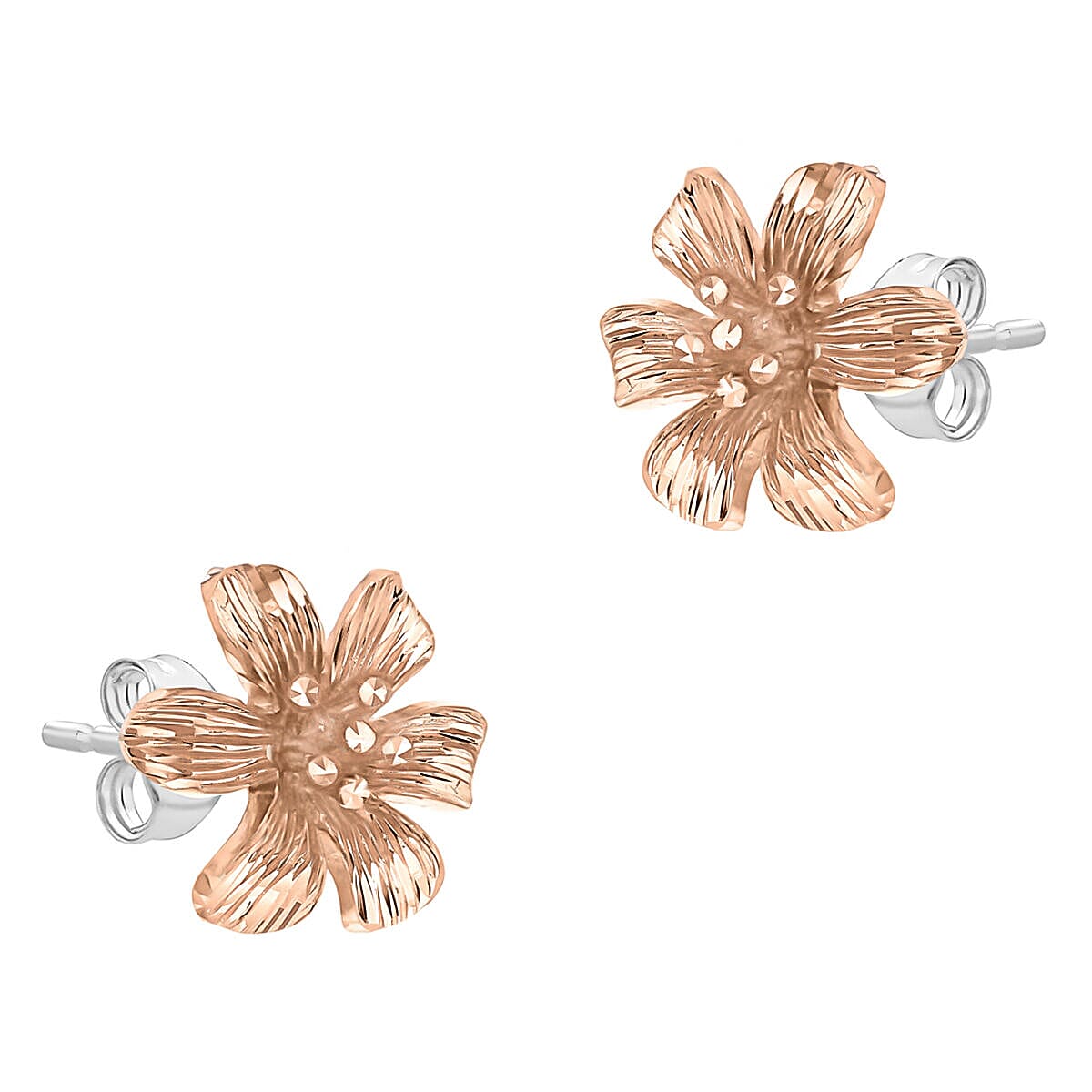 9K Two Colour Gold 11.5mm x 10.5mm Flower Stud Earrings 7341449 1